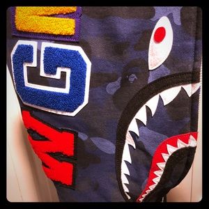 BAPE full zip blue first camo shark hoodie